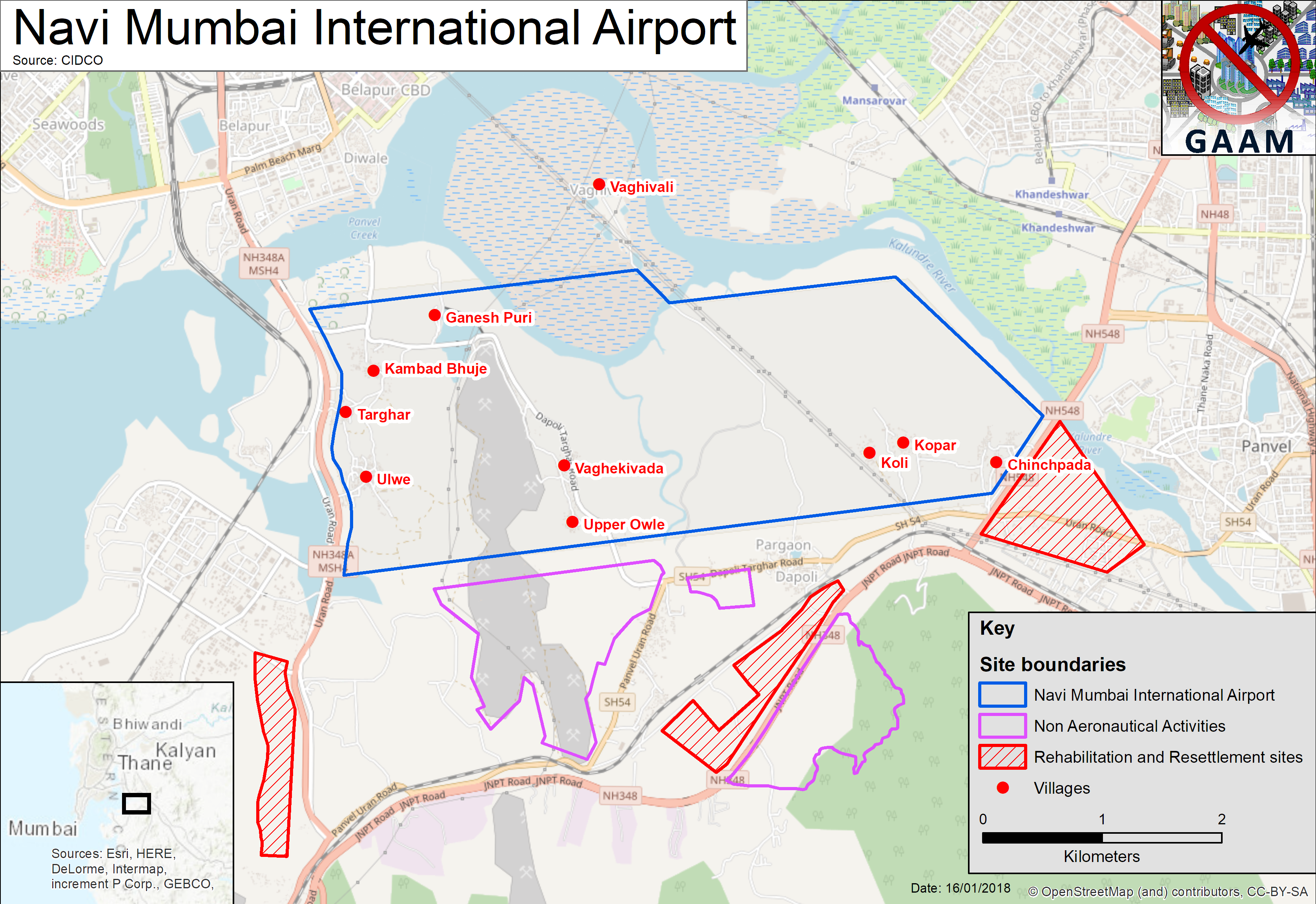 GAAM map of Navi Mumbai International Airport site