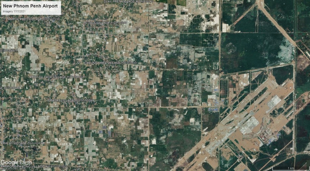 New Phnom Penh Airport construction site, satellite imagery 17th July 2021